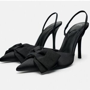 ZARA BOW TRIM HEELED SHOES